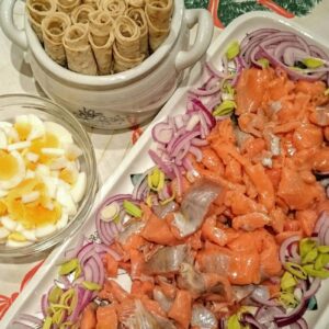 Rakfisk med tilbehør
